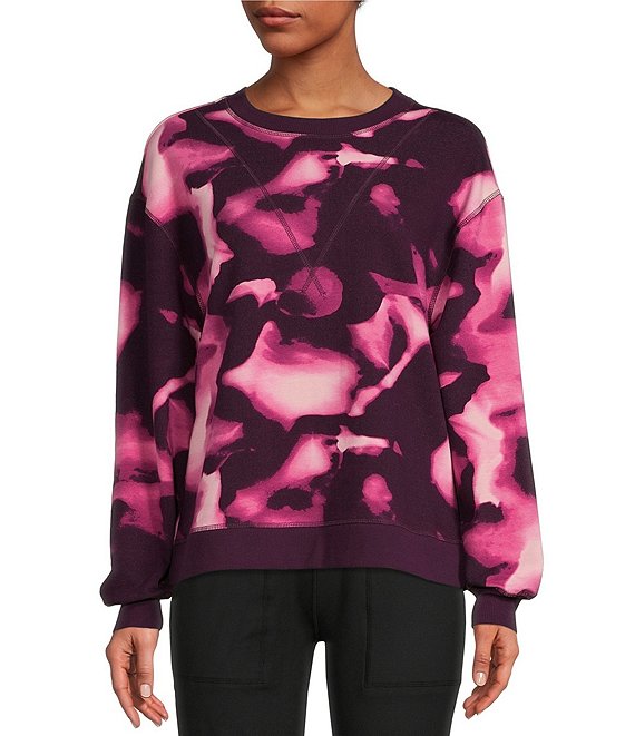 Color:Winter Bloom Crystals - Image 1 - Long Sleeve French Terry Crew Neck Pullover