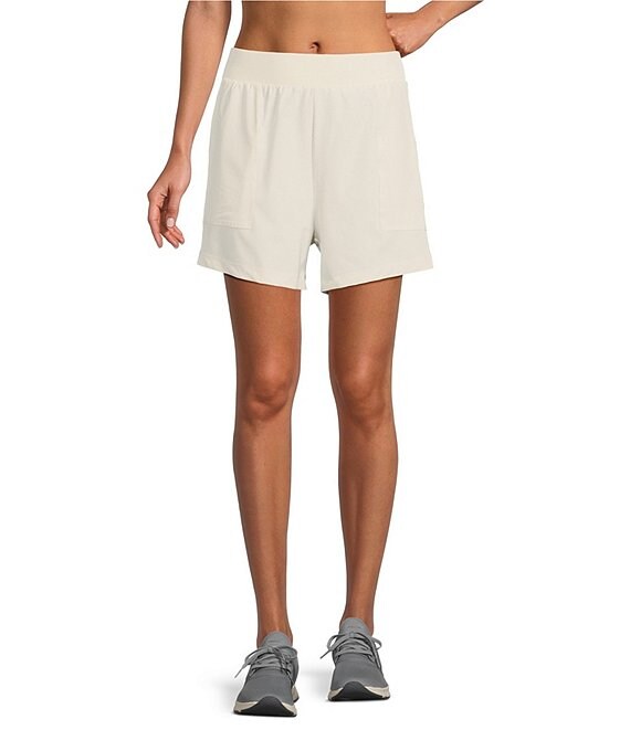 Color:Birch - Image 1 - Stretch Woven Ribbed Knit Shorts