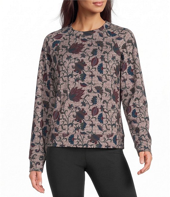 Kinesis Tiled Vine Printed Crew Neck Long Sleeve Raglan Sweatshirt