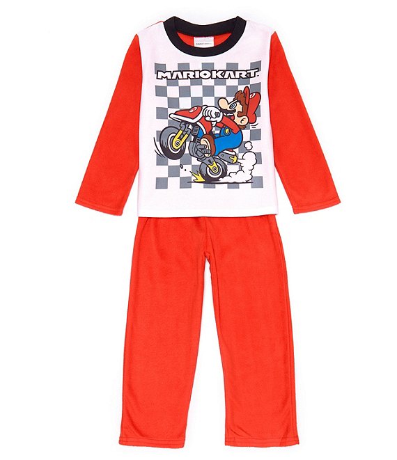 Komar Kids Little/Big Boys 4-10 Long Sleeve Mario Graphic Color Block Graphic Pajama T-Shirt & Solid Pajama Pants Set