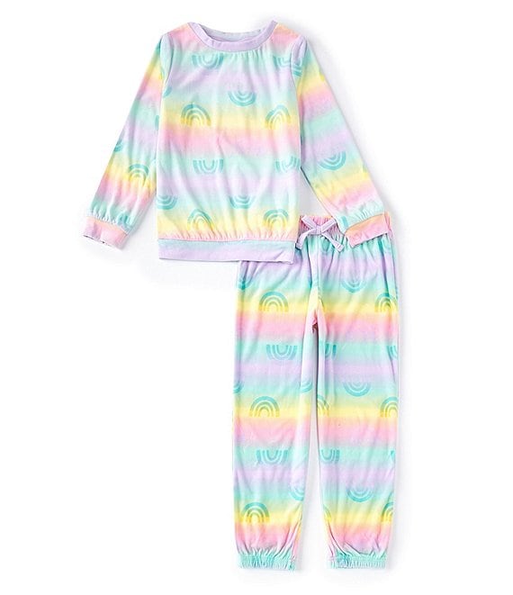 Komar Kids Little/Big Girls 4-16 Rainbow Velour 2-Piece Pajamas Set