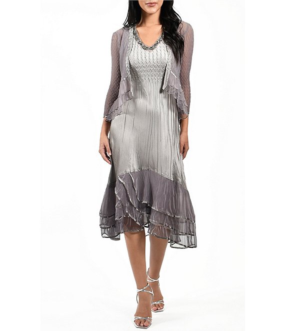 Komarov Beaded Neck 2-Piece Jacket Dress Set | Dillard's