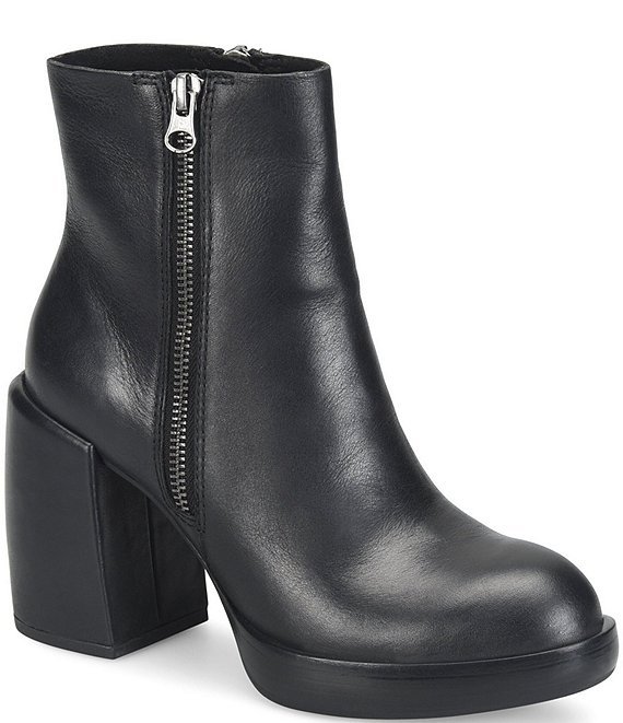 Kork-Ease Aime Leather Platform Block Heel Booties