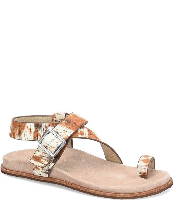 Kork-Ease Anya Calf Hair Toe Loop Ankle Wrap Flat Sandals