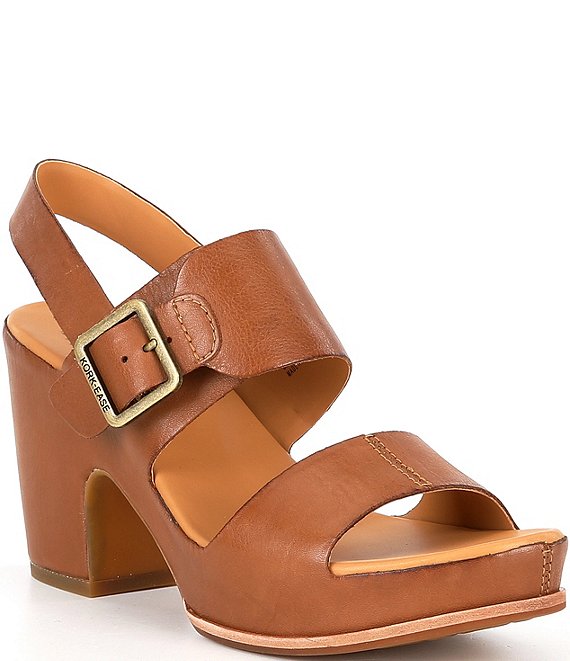 Kork-Ease San Carlos Leather Buckle Platform Block Heel Clog Sandals ...