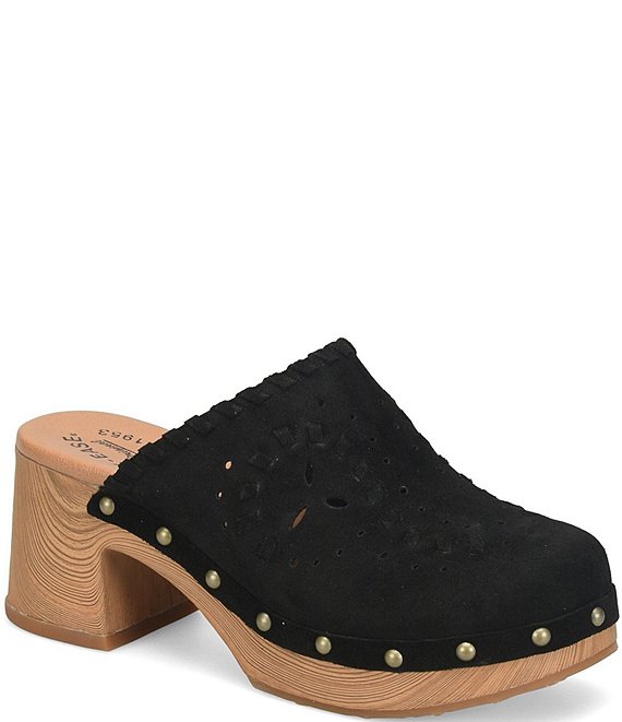 Kork-Ease Tomika Woven Suede Block Heel Mule Clogs