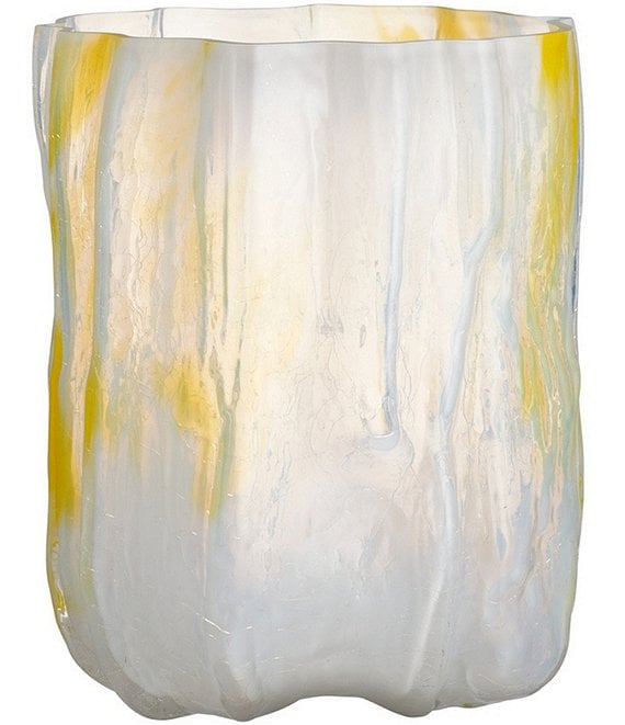 Kosta Boda Crackle Tall Vase, Lemon Sorbet - Image 1