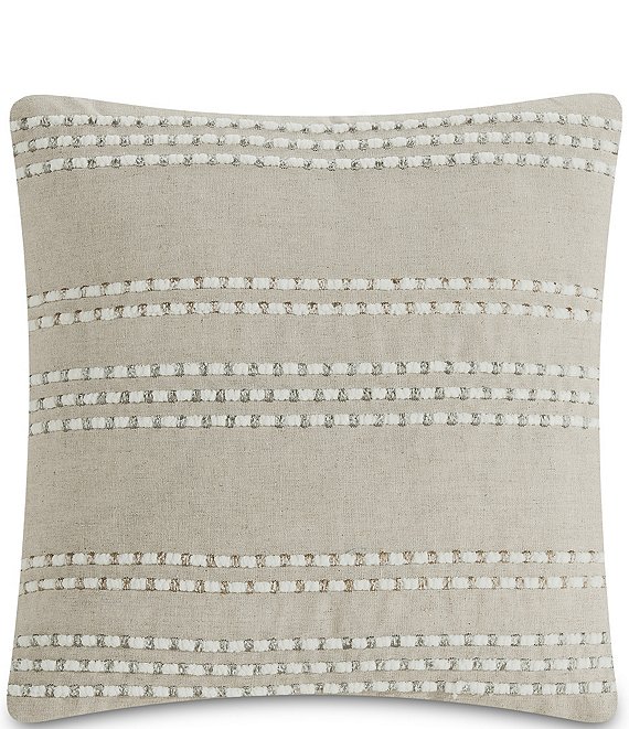 Color:Multi - Image 1 - Couching Striped Embroidered Square Decorative Pillow