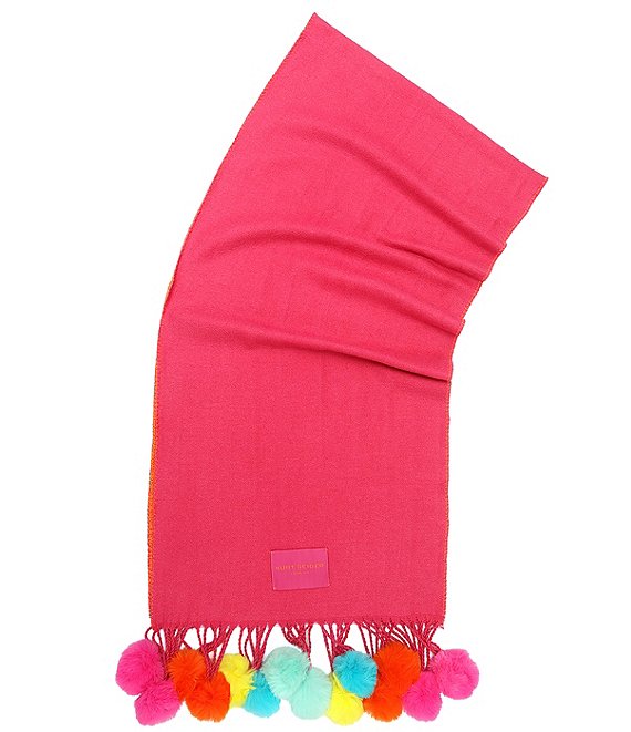 Kurt Geiger London Double Faced Pom Oblong Scarf