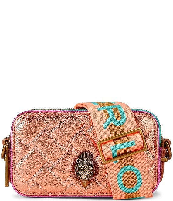 Kurt Geiger London Small Kensington Double Zip Metallic Colorblock Camera Crossbody Bag
