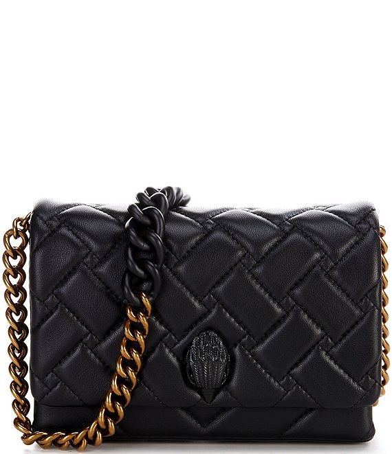 Color:Charcoal - Image 1 - Drench Mini Kensington Quilted Leather Shoulder Bag