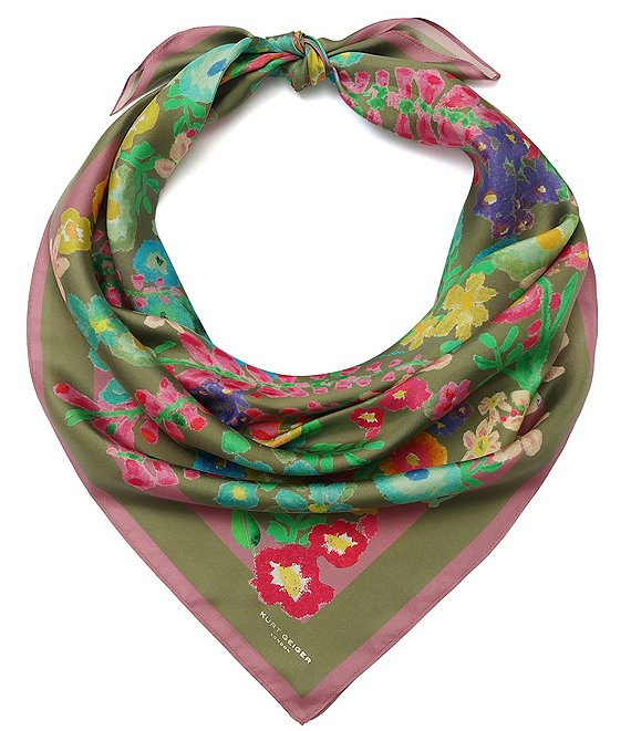 Kurt Geiger London Floral Silk Square Scarf
