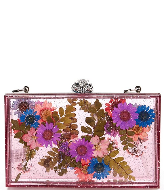 Kurt Geiger London Flowers Glitter Box Clutch Crossbody Bag |