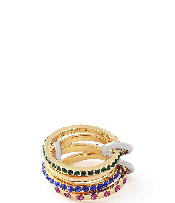 Kurt Geiger London Gemstone Linked Stacked Ring Set