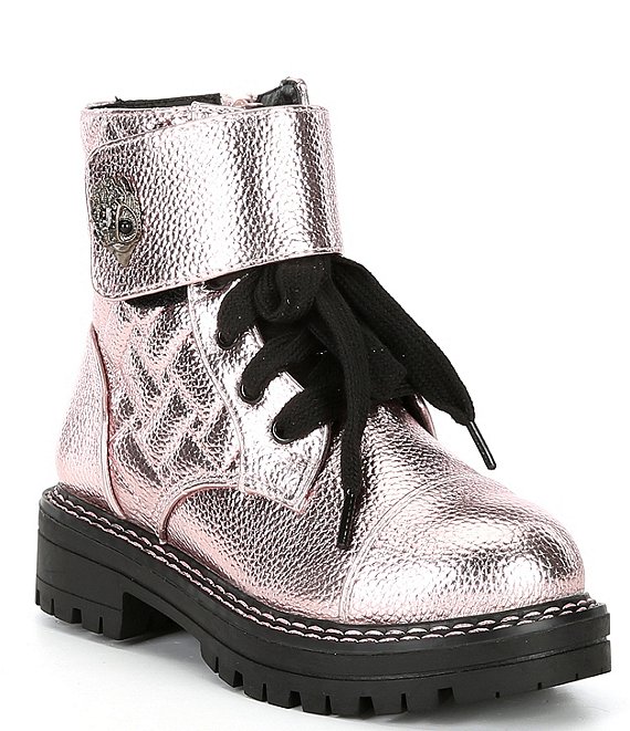 Kurt Geiger London Girls' Kensington Metallic Leather Strap Boots ...