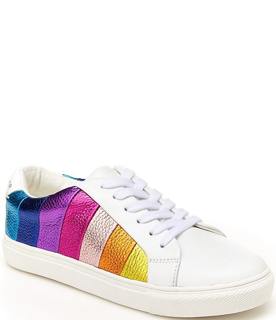 Color:White Rainbow - Image 1 - Girls' Mini Lane Rainbow Stripe Sneakers (Youth)
