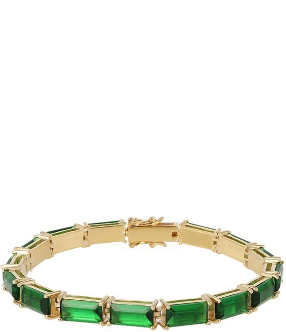 Color:Emerald - Image 1 - Jewel Baguette Tennis Line Bracelet