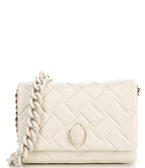 Color:Natural - Image 1 - Kensington Drench Mini Flap Quilted Leather Crossbody Bag