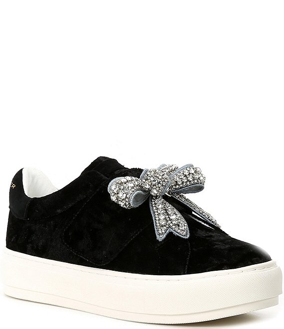 Kurt Geiger London Laney Eagle Head Crystal Bow Velvet Platform ...