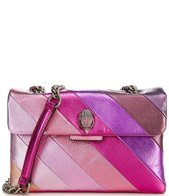 Kurt Geiger London Large Kensington Metallic Pink Striped Shoulder Bag ...