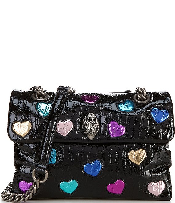 Kurt Geiger London Large Multi Metallic Heart Soft Kensington Love Croc  Shoulder Bag