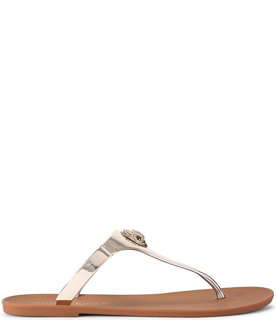 Kurt Geiger London Maddison T-Bar Two Tone Flat Sandals