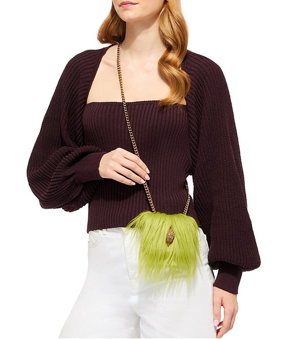 Kurt Geiger London Micro Kensington Eagle Faux Fur Crossbody Bag
