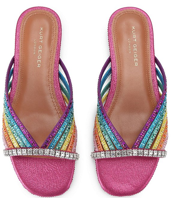 Kurt Geiger London Rainbow Crystal Embellished Flat Mule Sandals