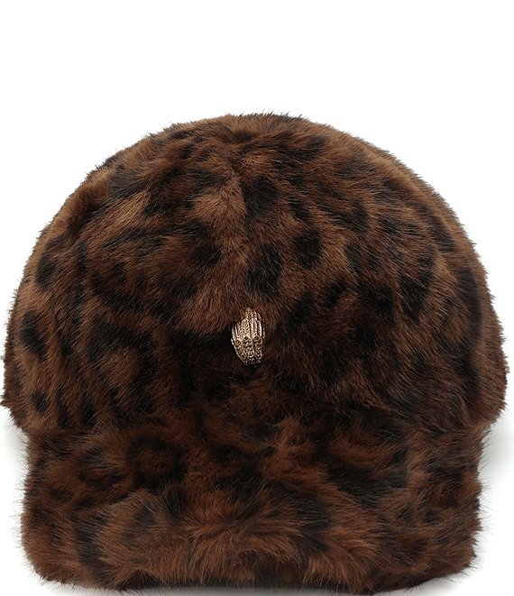 Kurt Geiger London Shaggy Leopard Faux Fur Baseball Hat