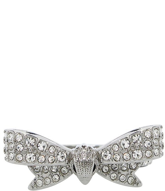 Color:Silver - Image 1 - Signature Eagle Crystal Bow Cocktail Ring