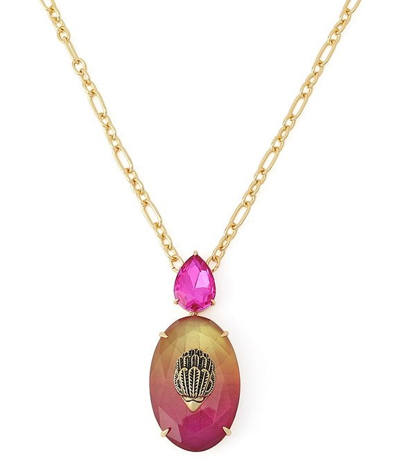 Kurt Geiger London Signature Eagle Gemstone Long Pendant Necklace