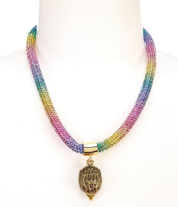Color:Multi - Image 1 - Signature Eagle Rainbow Mesh Collar Necklace