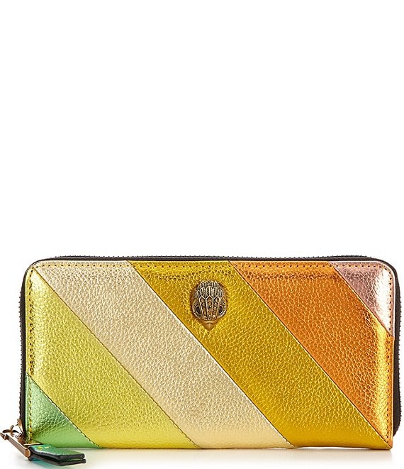 Kurt Geiger London Yellow Stripe Metallic Zip Around Wallet | Dillard's
