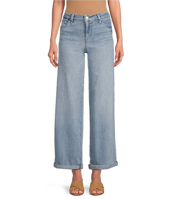 KUT from the Kloth Stretch Mid Rise Wide Leg Roll Cuff Jean | Dillard's