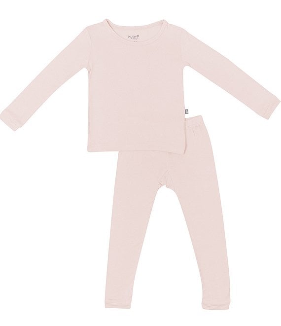 Kyte BABY Little Kids Bamboo Long Sleeve Top & Pajama Pants Set, Blush - Image 1