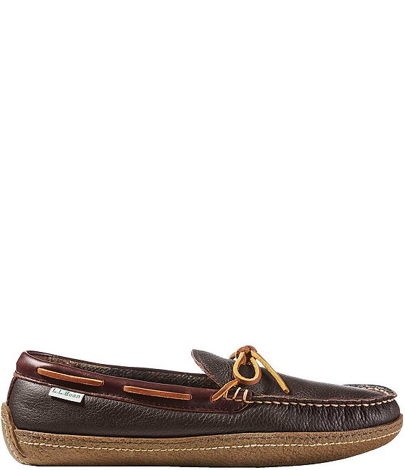 LL Bean Mens 9 D Brown Leather Handsewn Driving Moccasins Boat Shoes Slip On Vintage LL BEAN Handsewn Camp Mocs Brown Leather Boat Shoes  main image 3