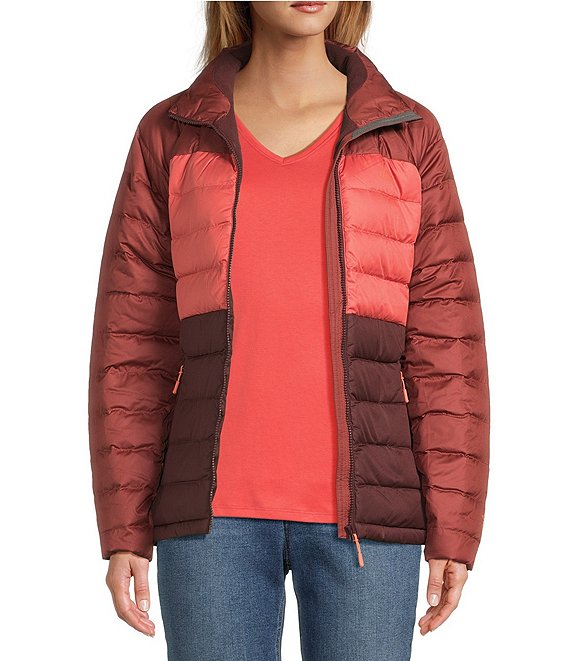 Colorblock Quilt Stand Collar Down Jacket