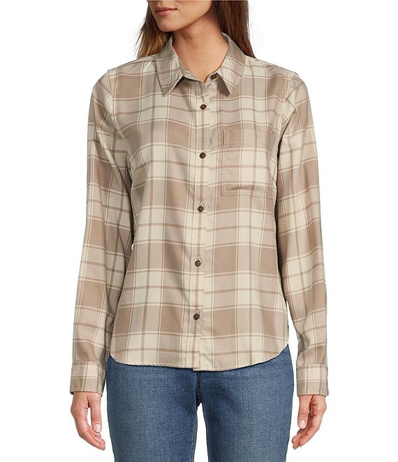L.L.Bean® Feather-Soft Brushed Twill Plaid Print Point Collar Long
