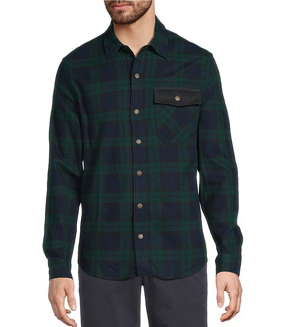 L.L.Bean Scotch Flannel Snap-Front Long Sleeve Woven Shirt, Black - Image 1