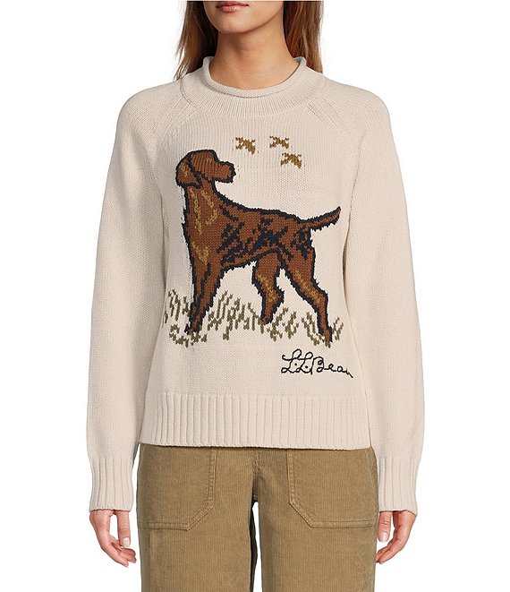 L.L.Bean Signature Original Heritage Rollneck Raglan Long Sleeve Pullover Novelty Sweater
