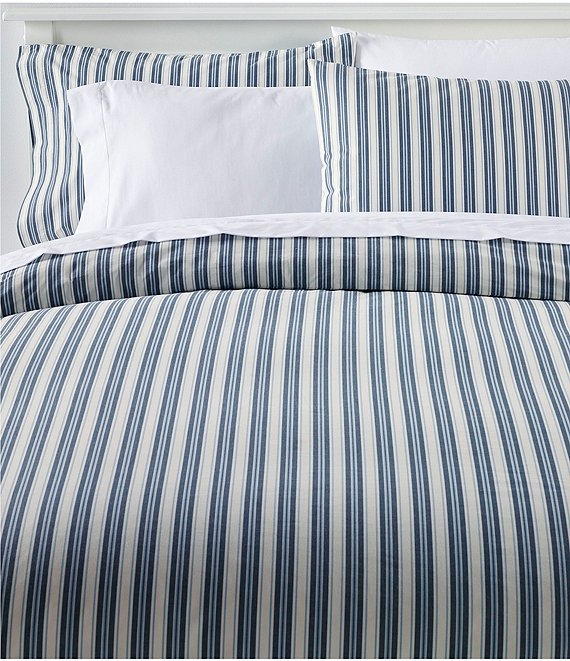 L.L.Bean Sunwashed Percale Stripe Print Comforter