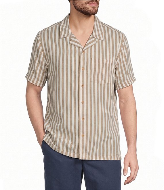 L.L.Bean Sunwashed Summer Stripe Short Sleeve Woven Shirt