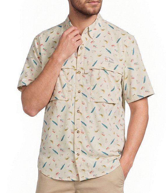 L.L.Bean Tropicwear Printed Short Sleeve Woven Shirt