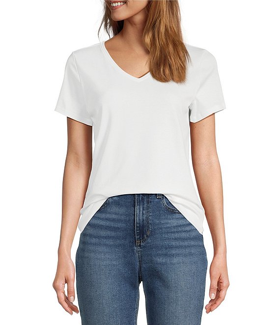 L.L.Bean Pima Cotton V-Neck Short Sleeve Tee Shirt