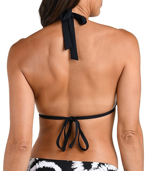La Blanca Woven Shadow Abstract Banded Halterkini Swim Top & Loop