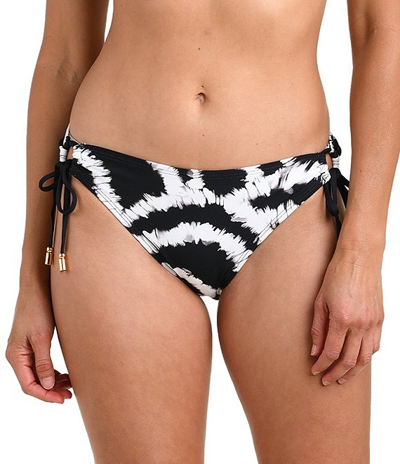 La Blanca Woven Shadow Abstract Loop Tie Side Hipster Swim Bottom