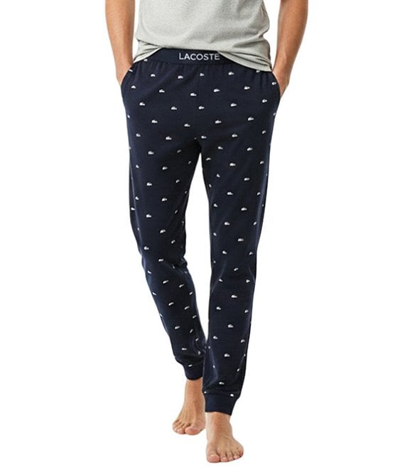 Lacoste Croc Logo Blended Fleece Jogger Pants, Navy/White - Image 1