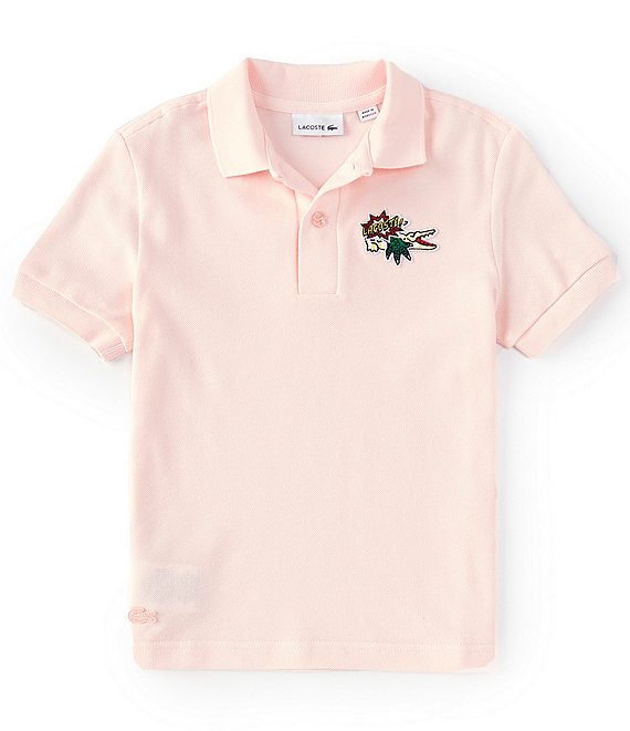 Color:Flamingo - Image 1 - Little Boys 2T-6T Short-Sleeve Holiday Badge Pique Polo Shirt
