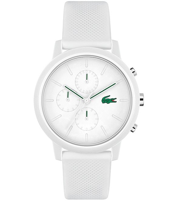 Chrono Dillard\'s Lacoste White Strap Watch Silicone L 12.12. Men |