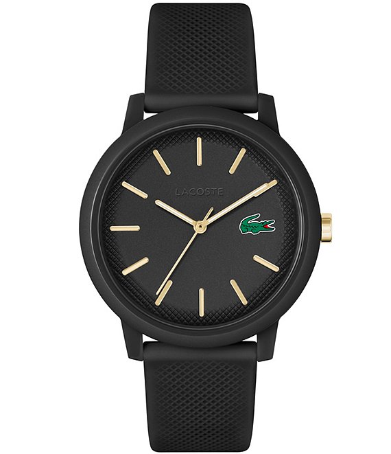 Color:Black - Image 1 - Men's 12.12 Quartz Analog Black Textured Silicone Watch